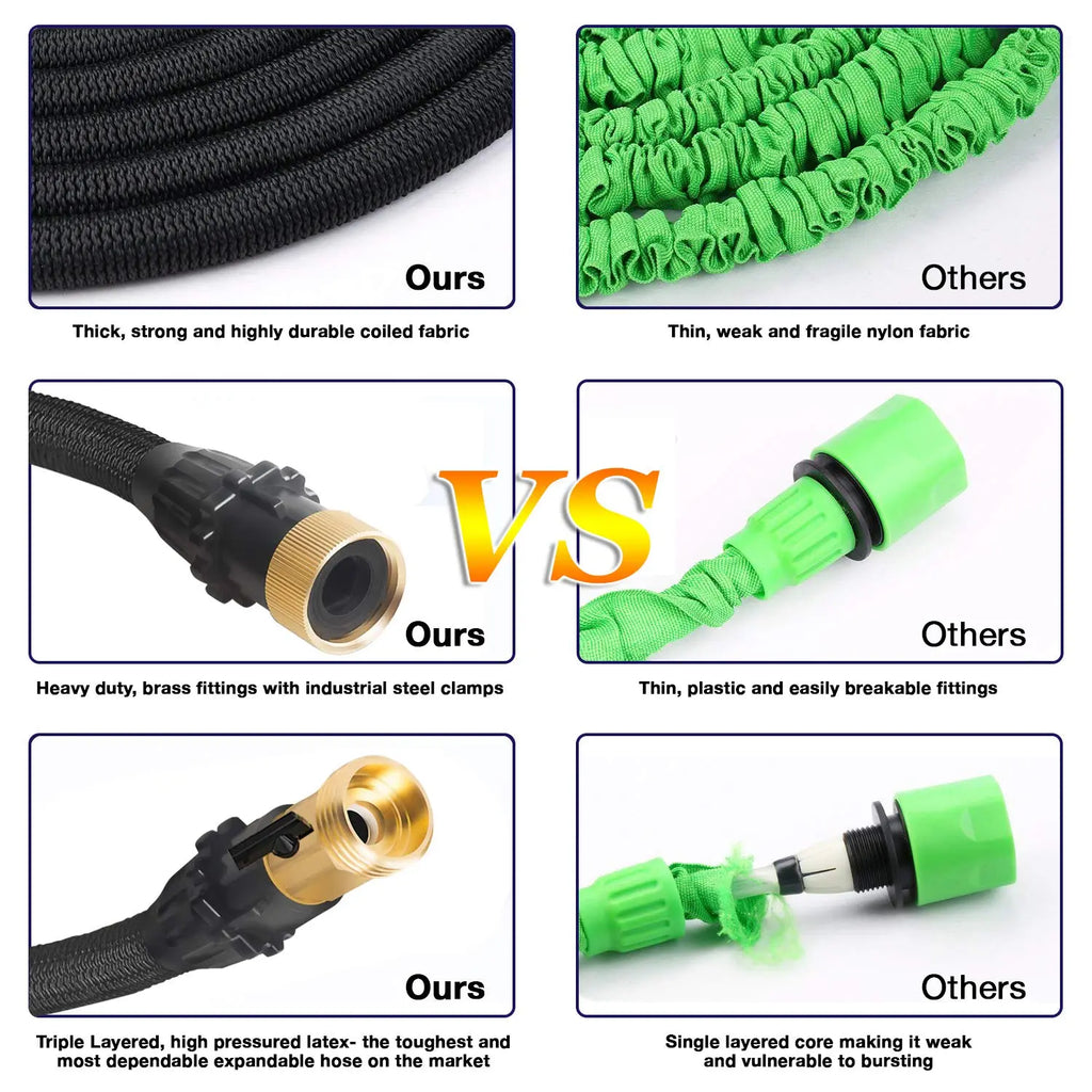 【Spotlight Day】100、75、50Ft Expandable Garden Hose,Heavy Duty Superior Strength,4 -Layer Durable Collapsible Latex Core,Extra Strong Brass Connectors ,Lightweight Flexible Water Hose