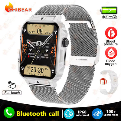 2024 New 1.95 Outdoor Military Man Smart Watch Men Bluetooth Call Smartwatch Men for Android IOS IP68 Waterproof Ftiness Watches