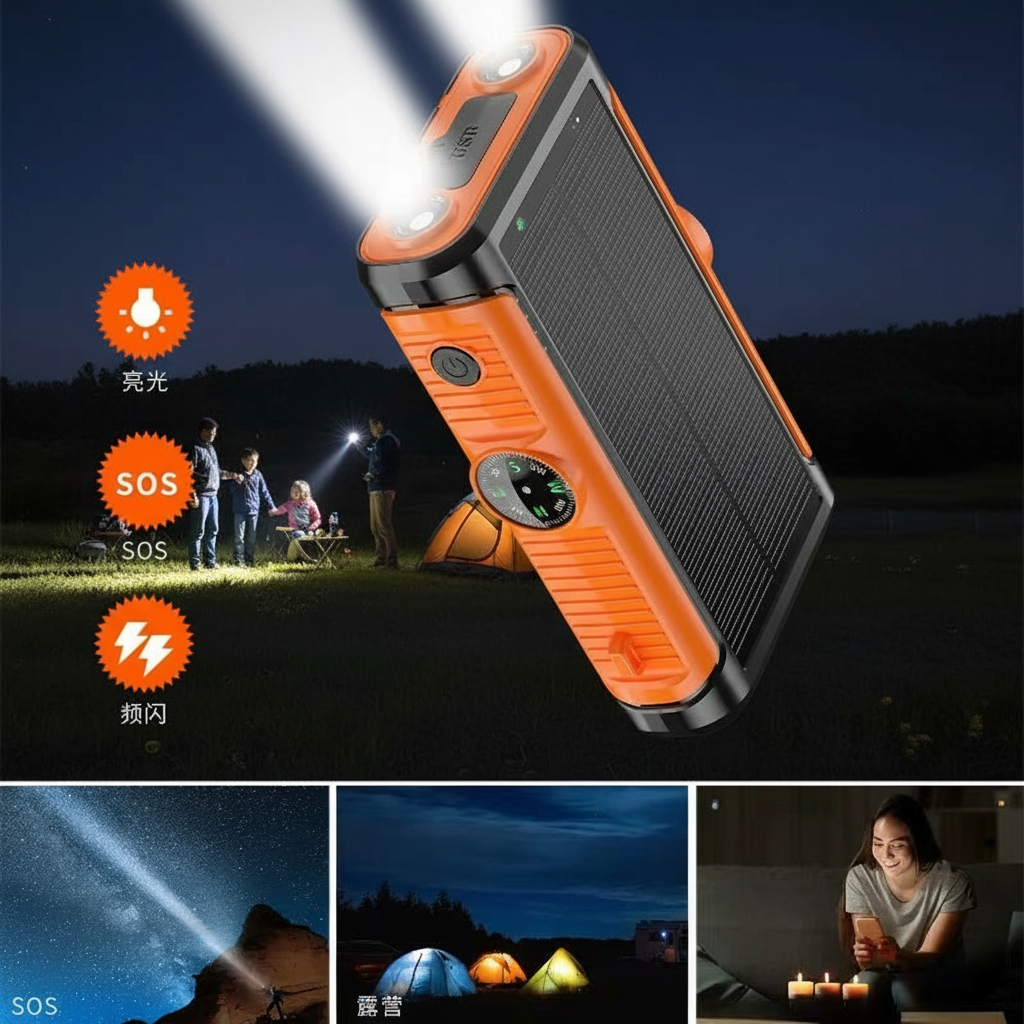 50000Mah Solar Power Bank 22.5W Magnetic Wireless Charging Camping Powerbank with Cables External Battery for Iphone Magsafe