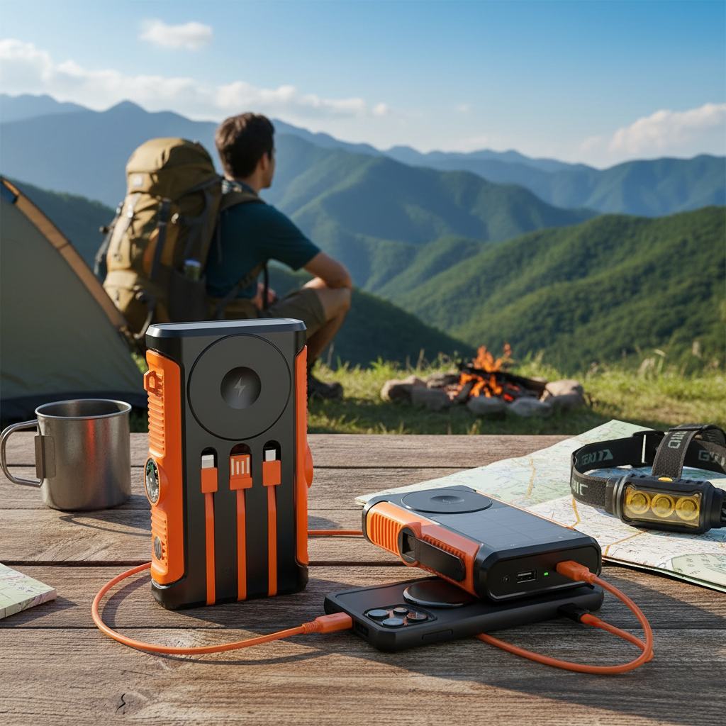 50000Mah Solar Power Bank 22.5W Magnetic Wireless Charging Camping Powerbank with Cables External Battery for Iphone Magsafe
