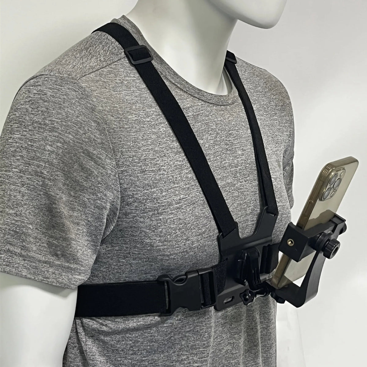 1 PC Adjustable Phone Clip Holder with Chest Strap Fixation Bracket for Sport Camera Mobile Phone Camera Black Holder Accessory