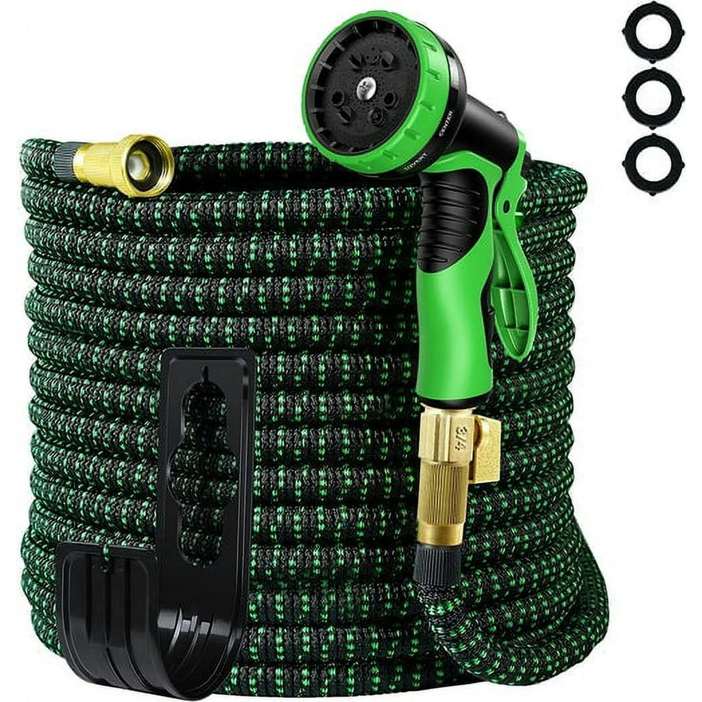 【Spotlight Day】100、75、50Ft Expandable Garden Hose,Heavy Duty Superior Strength,4 -Layer Durable Collapsible Latex Core,Extra Strong Brass Connectors ,Lightweight Flexible Water Hose