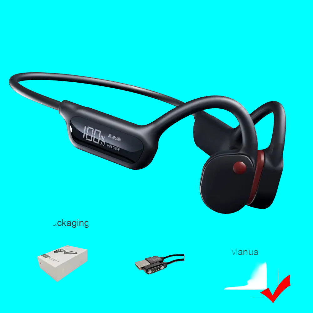 Bone Conduction Earphones Bluetooth Wireless IPX8 Waterproof MP3 Player Hifi Ear-Hook Headphone with Mic Headset for Swimming