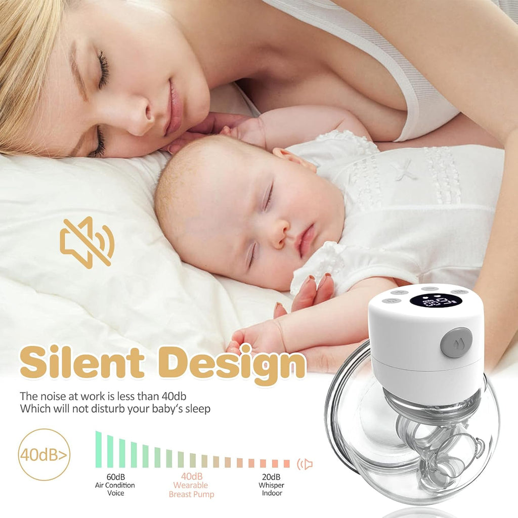 Electric Wearable Breast Pump, Hands Free Electric Breast Pump, Portable Breastfeeding Can Be Worn In-Bra, Spill-Proof Ultra-Quiet Pain Free, 2 Mode & 9 Levels, LCD Display - 17/19/21/24Mm