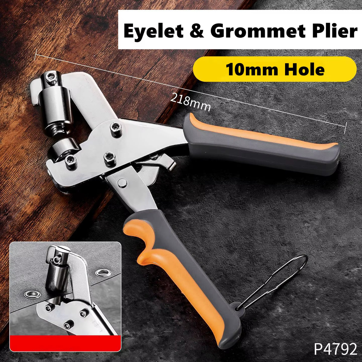 6Mm / 10Mm Eyelet Pliers Kit Tools Portable Hand Press Metal Grommet Hole Punch Plier for Leather Canvas Clothing DIY Tarp Ring