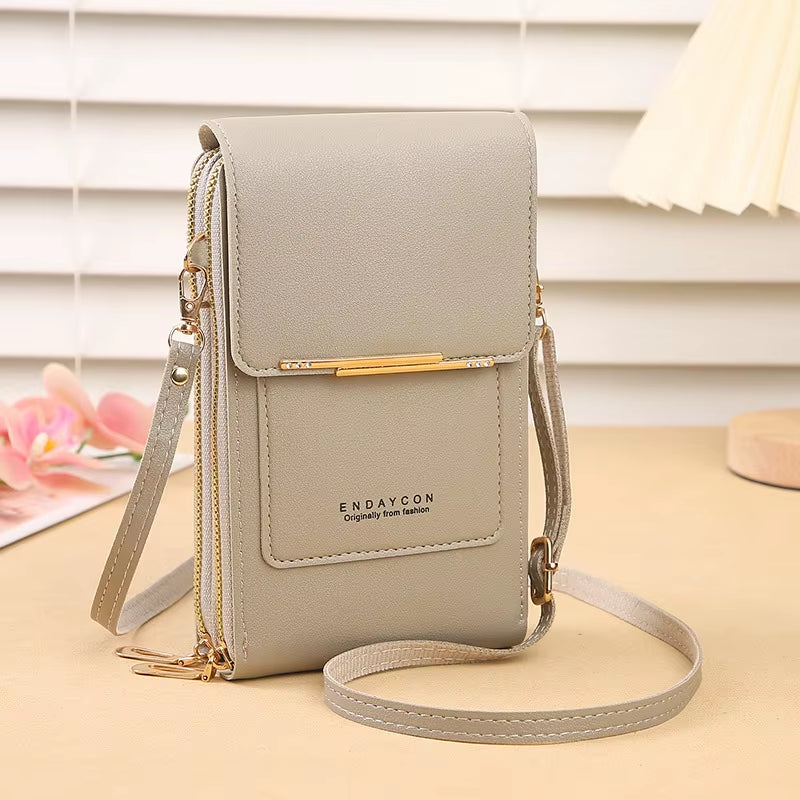 Crazy Bag Fashion Touch Screen Lock Cell Phone Bag Women'S Mobile Phone Card Holder Crossbody Shoulder Bag