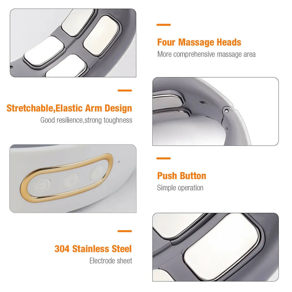 Masseur électrique à impulsions pour le cou et les épaules, pétrissage à 4 têtes