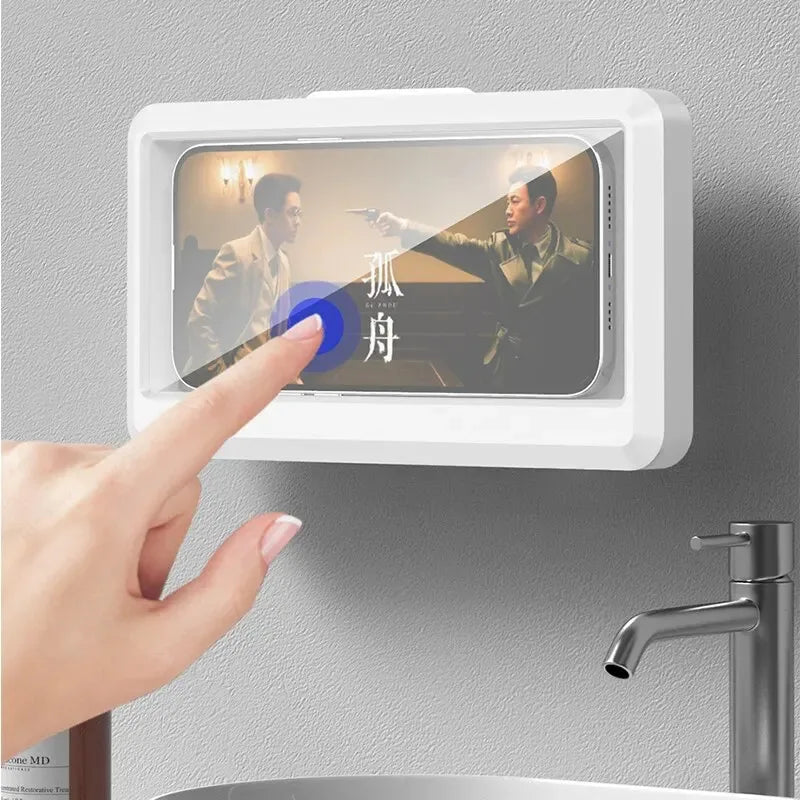 Support de téléphone étanche-support de douche à ventouse pour salle de bain/mur, accès à l'écran tactile et joint anti-vapeur, téléphones maximum de 6.7 pouces