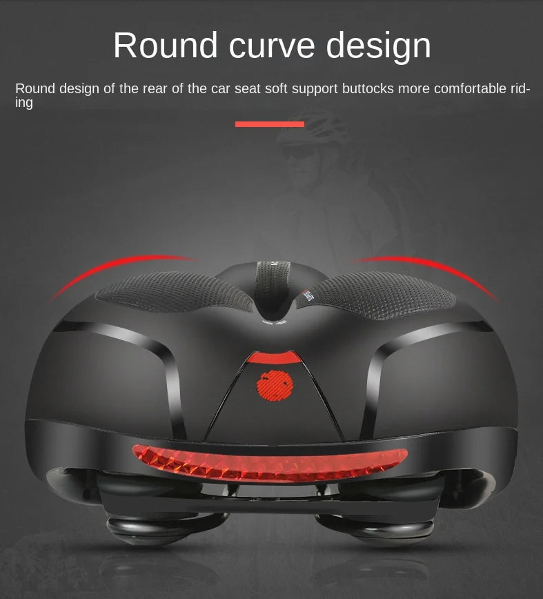 Hollow Breathable Bicycle Saddle Men Women MTB Road Bike Saddle Shock Absorbing Comfortable Big Butt Bike Seat Safety Warning