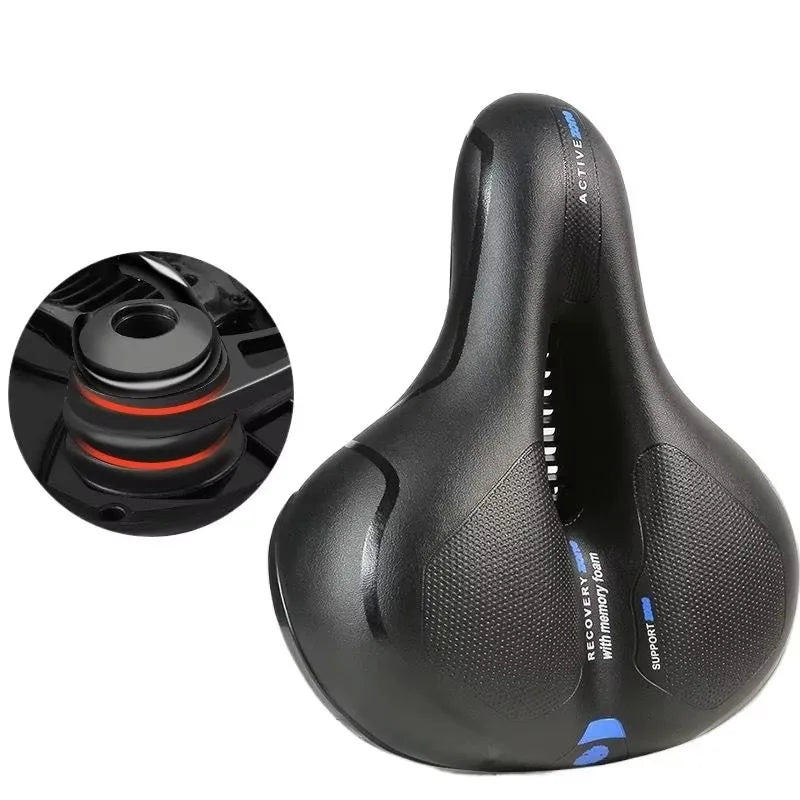 Hollow Breathable Bicycle Saddle Men Women MTB Road Bike Saddle Shock Absorbing Comfortable Big Butt Bike Seat Safety Warning