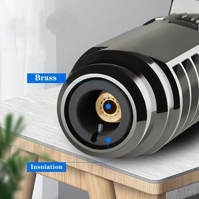 Powerful 1800° High Temperature Metal Spray Gun Butane Gas Lighter - Windproof, Blue, and Portable with Adjustable Flame Control for Outdoor Welding, Camping, and BBQ - Gift Box Packaging Included (Without Butane Gas)