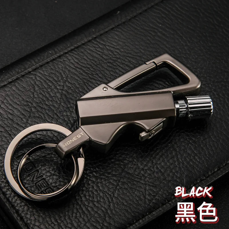 Multifunctional Keychain Kerosene Lighter Beer Bottle Opener Outdoor Portable Igniter Smoking Accessories Gadgets for Men