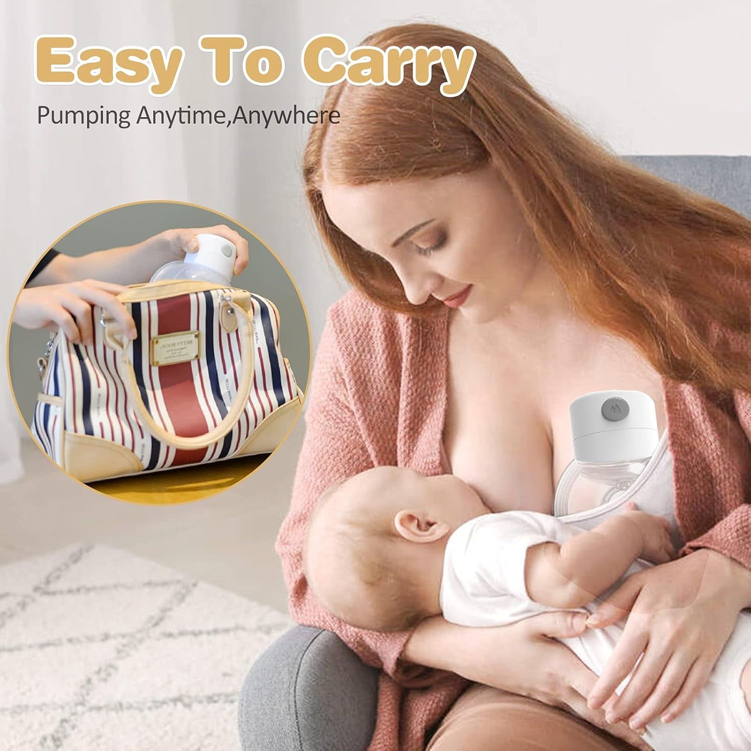 Electric Wearable Breast Pump, Hands Free Electric Breast Pump, Portable Breastfeeding Can Be Worn In-Bra, Spill-Proof Ultra-Quiet Pain Free, 2 Mode & 9 Levels, LCD Display - 17/19/21/24Mm
